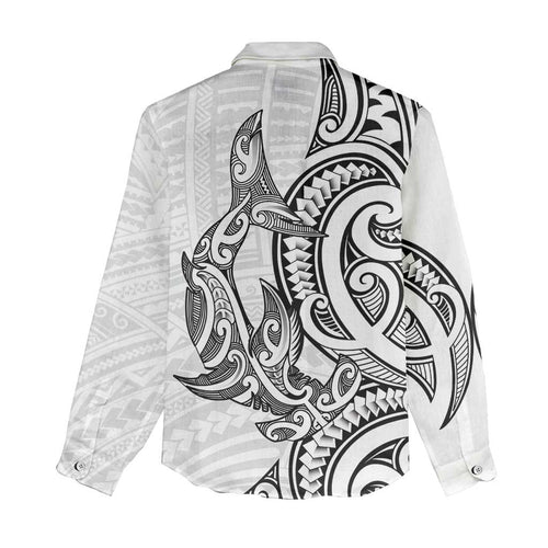 New Zealand Hammerhead Shark Women Casual Shirt Maori Haehae Mangopare White - Aussie Hoodie
