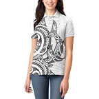 New Zealand Hammerhead Shark Women Polo Shirt Maori Haehae Mangopare White - Aussie Hoodie