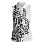 New Zealand Hammerhead Shark Women Sleeveless Polo Shirt Maori Haehae Mangopare White - Aussie Hoodie