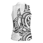 New Zealand Hammerhead Shark Women Sleeveless Polo Shirt Maori Haehae Mangopare White - Aussie Hoodie