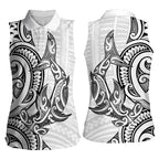 New Zealand Hammerhead Shark Women Sleeveless Polo Shirt Maori Haehae Mangopare White - Aussie Hoodie