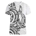 New Zealand Hammerhead Shark Women V-Neck T-Shirt Maori Haehae Mangopare White - Aussie Hoodie