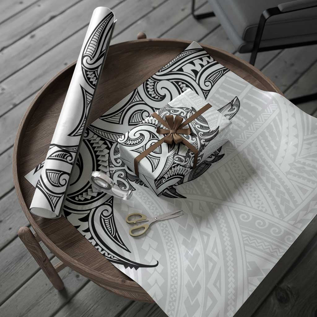 New Zealand Hammerhead Shark Wrapping Paper Maori Haehae Mangopare White - Aussie Hoodie