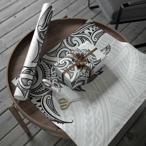 New Zealand Hammerhead Shark Wrapping Paper Maori Haehae Mangopare White - Aussie Hoodie