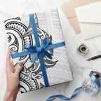 New Zealand Hammerhead Shark Wrapping Paper Maori Haehae Mangopare White - Aussie Hoodie