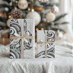 New Zealand Hammerhead Shark Wrapping Paper Maori Haehae Mangopare White - Aussie Hoodie