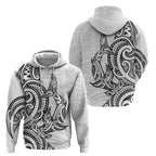 New Zealand Hammerhead Shark Zip Hoodie Maori Haehae Mangopare White - Aussie Hoodie