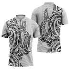 New Zealand Hammerhead Shark Zipper Polo Shirt Maori Haehae Mangopare White - Aussie Hoodie