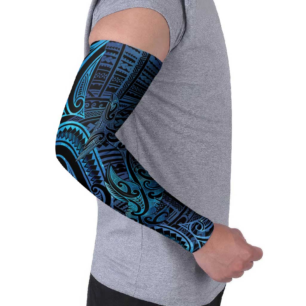 New Zealand Hammerhead Shark Arm Sleeves Maori Haehae Mangopare Galaxy - Aussie Hoodie