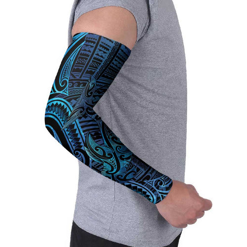 New Zealand Hammerhead Shark Arm Sleeves Maori Haehae Mangopare Galaxy - Aussie Hoodie