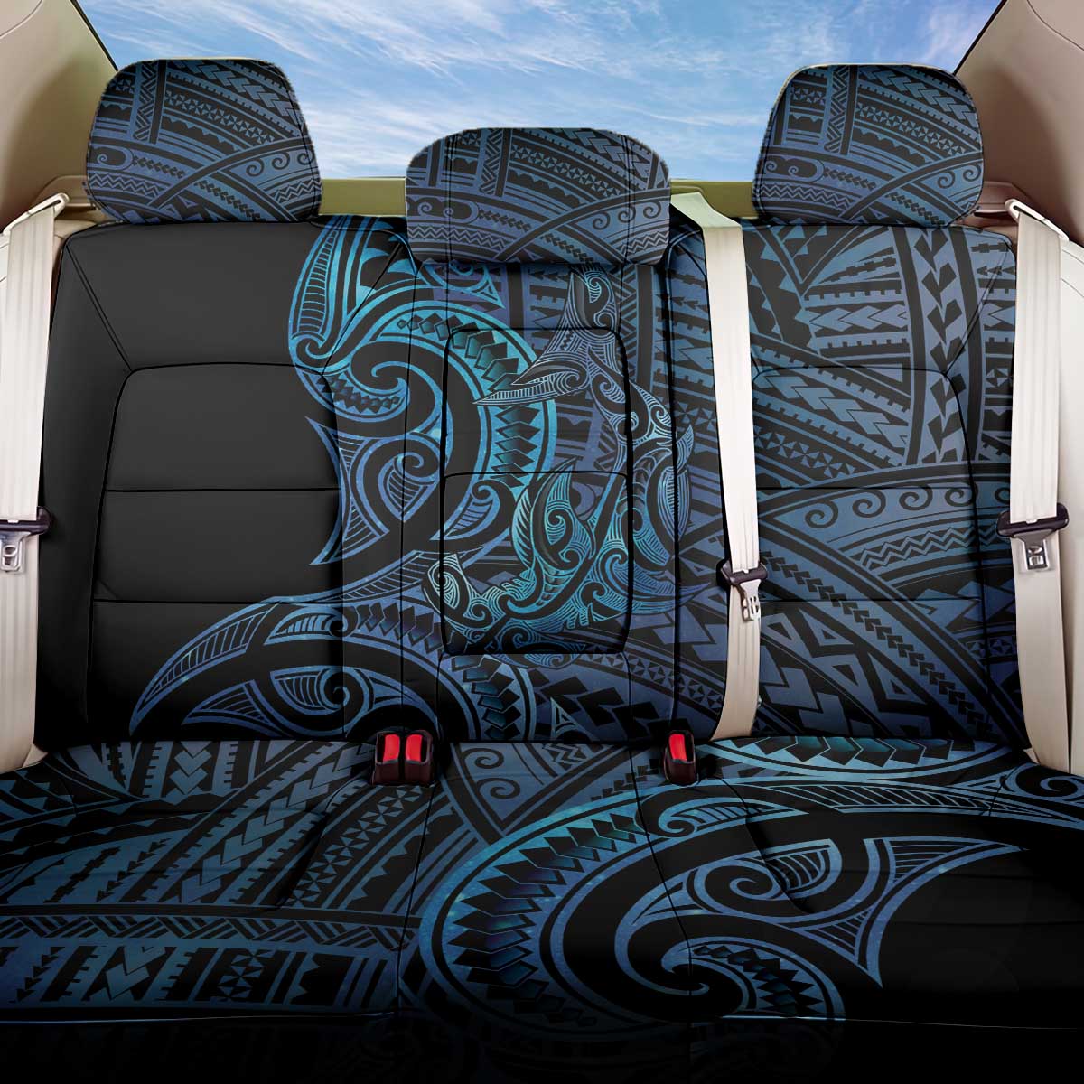 New Zealand Hammerhead Shark Back Car Seat Cover Maori Haehae Mangopare Galaxy - Aussie Hoodie
