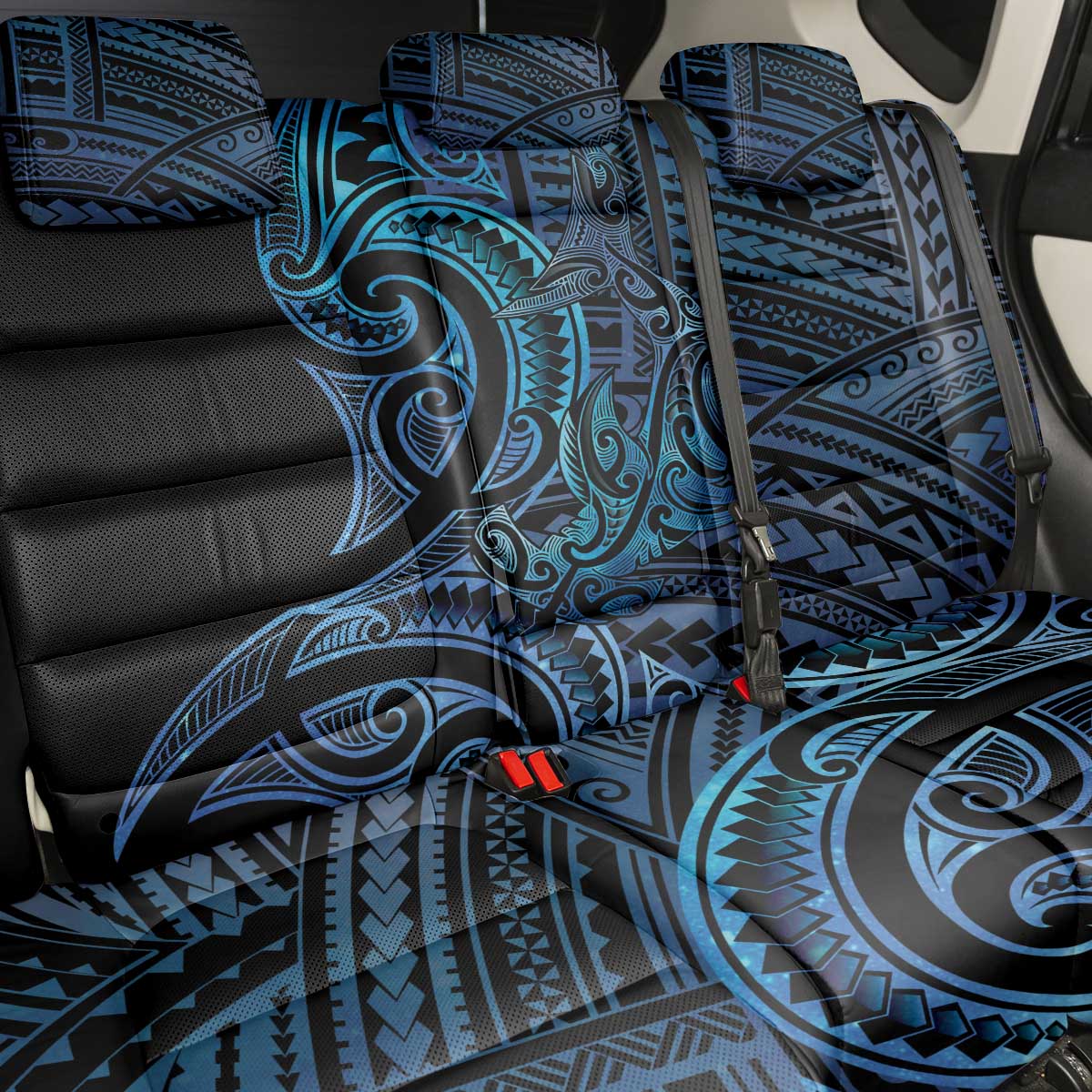 New Zealand Hammerhead Shark Back Car Seat Cover Maori Haehae Mangopare Galaxy - Aussie Hoodie