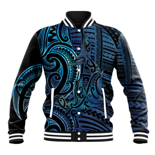 New Zealand Hammerhead Shark Baseball Jacket Maori Haehae Mangopare Galaxy - Aussie Hoodie