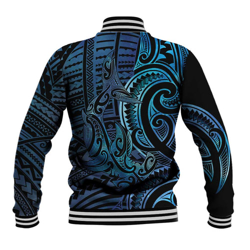 New Zealand Hammerhead Shark Baseball Jacket Maori Haehae Mangopare Galaxy - Aussie Hoodie