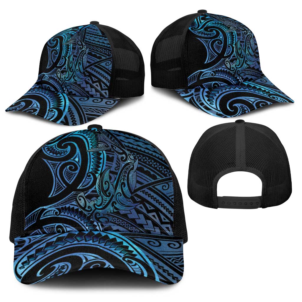 New Zealand Hammerhead Shark Baseball Net Cap Maori Haehae Mangopare Galaxy - Aussie Hoodie