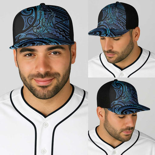New Zealand Hammerhead Shark Baseball Net Cap Maori Haehae Mangopare Galaxy - Aussie Hoodie