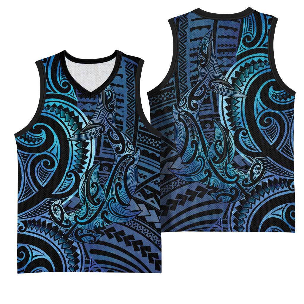 New Zealand Hammerhead Shark Basketball Jersey Maori Haehae Mangopare Galaxy - Aussie Hoodie