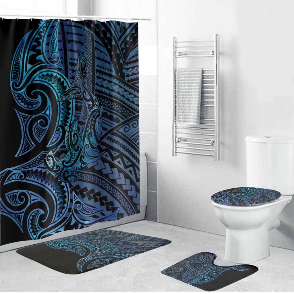 New Zealand Hammerhead Shark Bathroom Set Maori Haehae Mangopare Galaxy - Aussie Hoodie