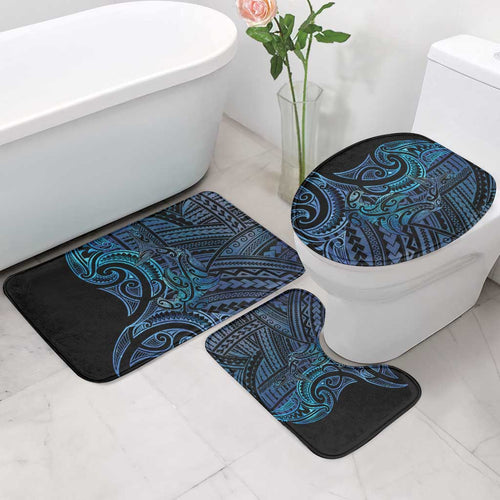 New Zealand Hammerhead Shark Bathroom Set Maori Haehae Mangopare Galaxy - Aussie Hoodie
