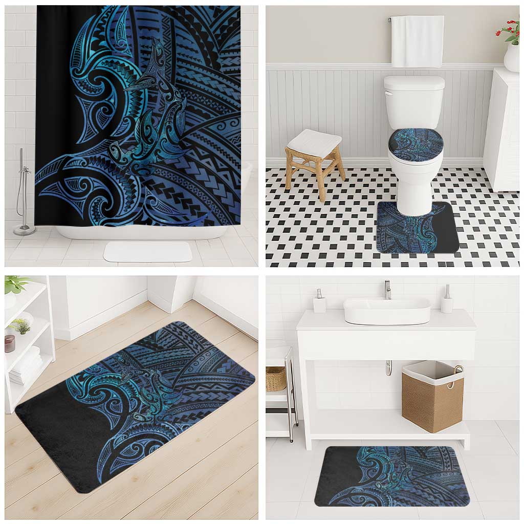 New Zealand Hammerhead Shark Bathroom Set Maori Haehae Mangopare Galaxy - Aussie Hoodie