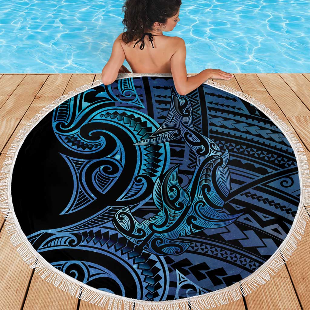 New Zealand Hammerhead Shark Beach Blanket Maori Haehae Mangopare Galaxy - Aussie Hoodie