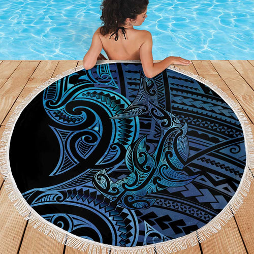 New Zealand Hammerhead Shark Beach Blanket Maori Haehae Mangopare Galaxy - Aussie Hoodie