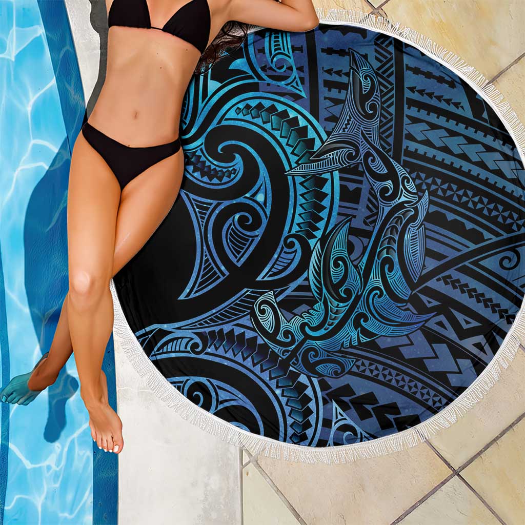 New Zealand Hammerhead Shark Beach Blanket Maori Haehae Mangopare Galaxy - Aussie Hoodie