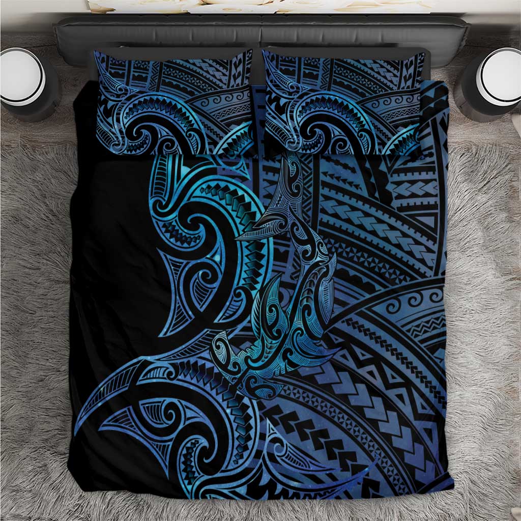 New Zealand Hammerhead Shark Bedding Set Maori Haehae Mangopare Galaxy - Aussie Hoodie