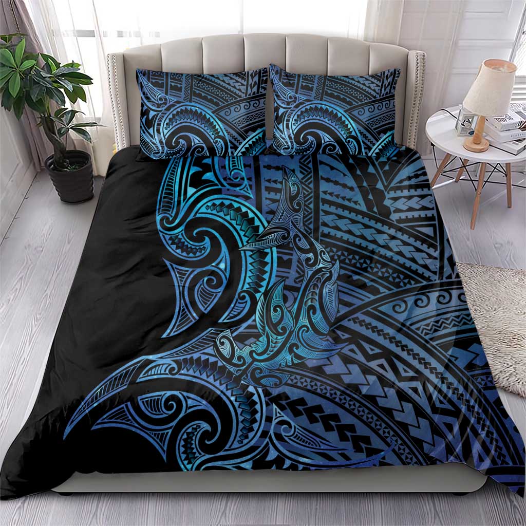 New Zealand Hammerhead Shark Bedding Set Maori Haehae Mangopare Galaxy - Aussie Hoodie
