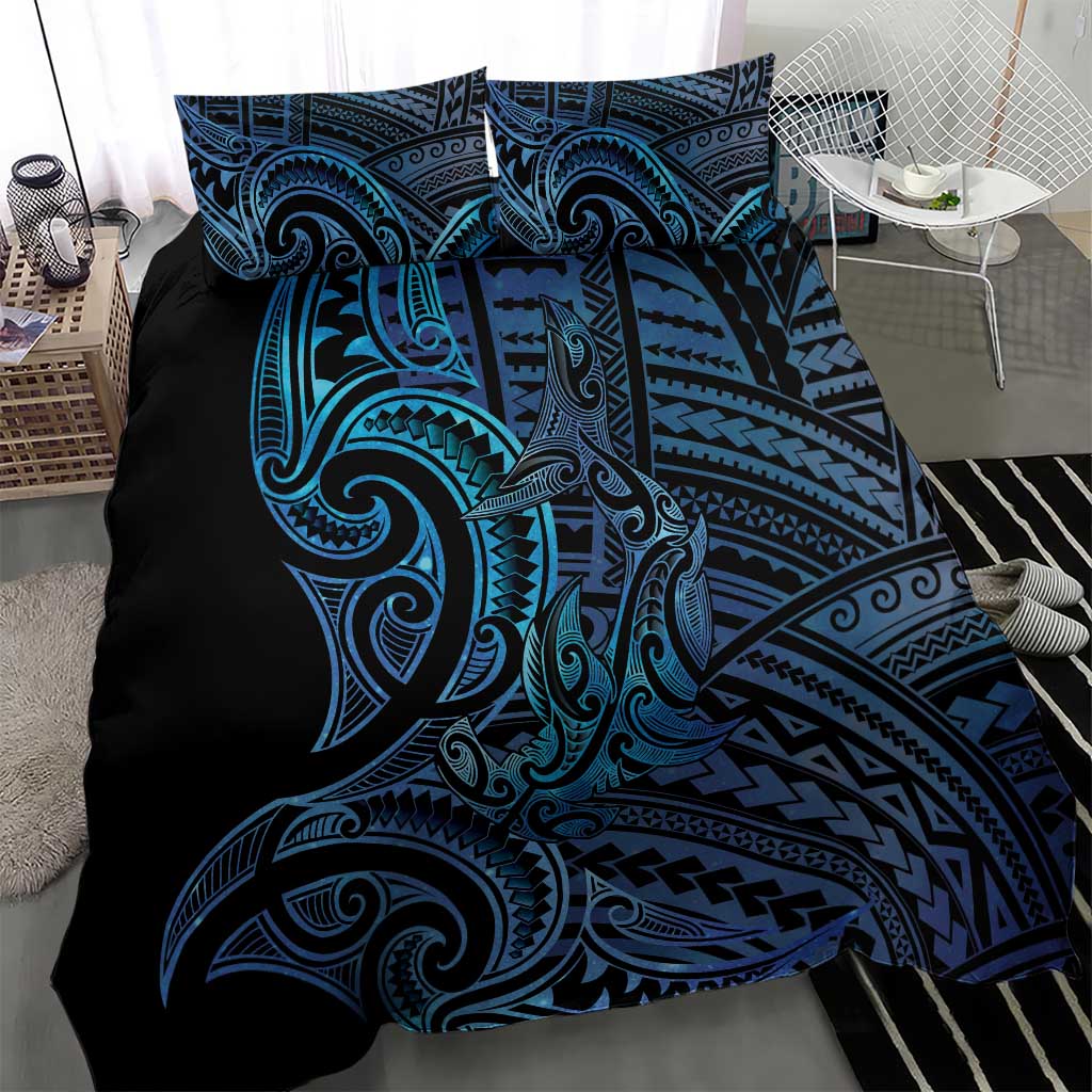 New Zealand Hammerhead Shark Bedding Set Maori Haehae Mangopare Galaxy - Aussie Hoodie