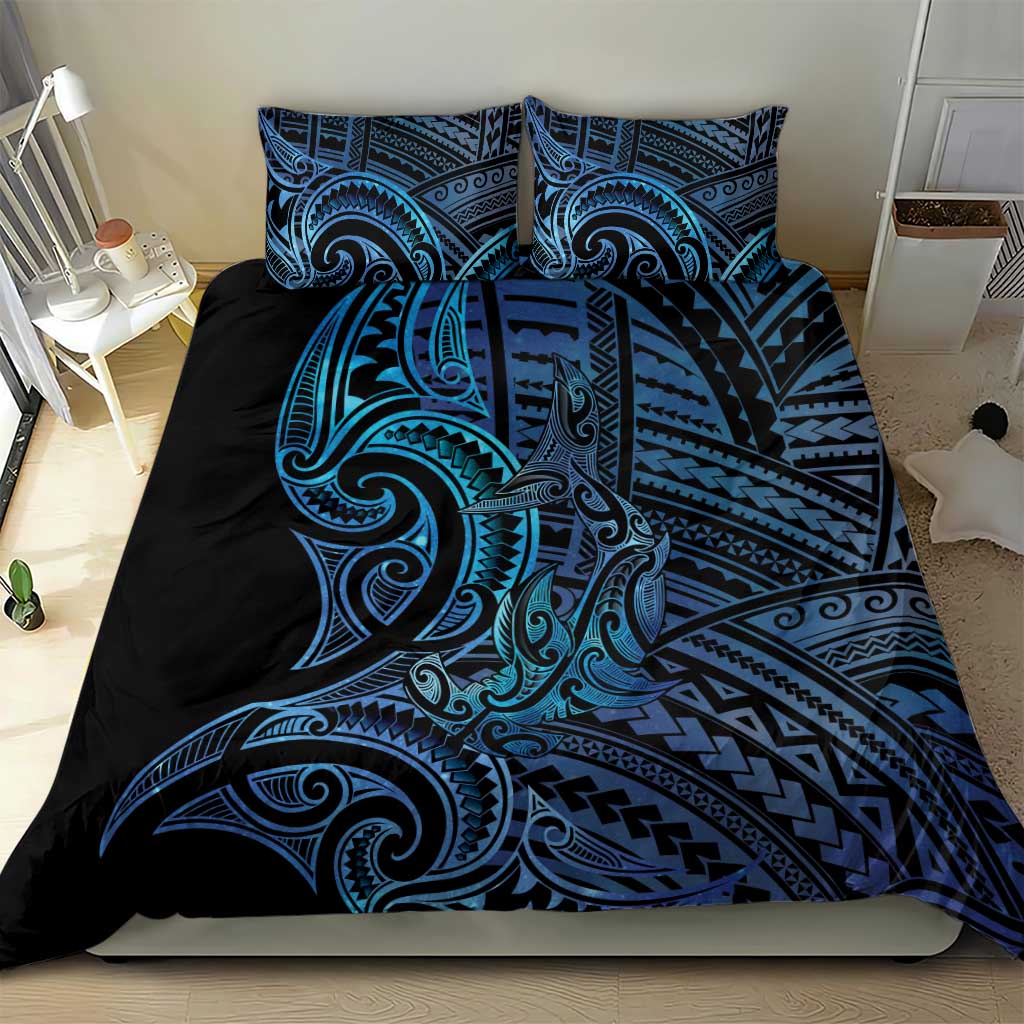 New Zealand Hammerhead Shark Bedding Set Maori Haehae Mangopare Galaxy - Aussie Hoodie