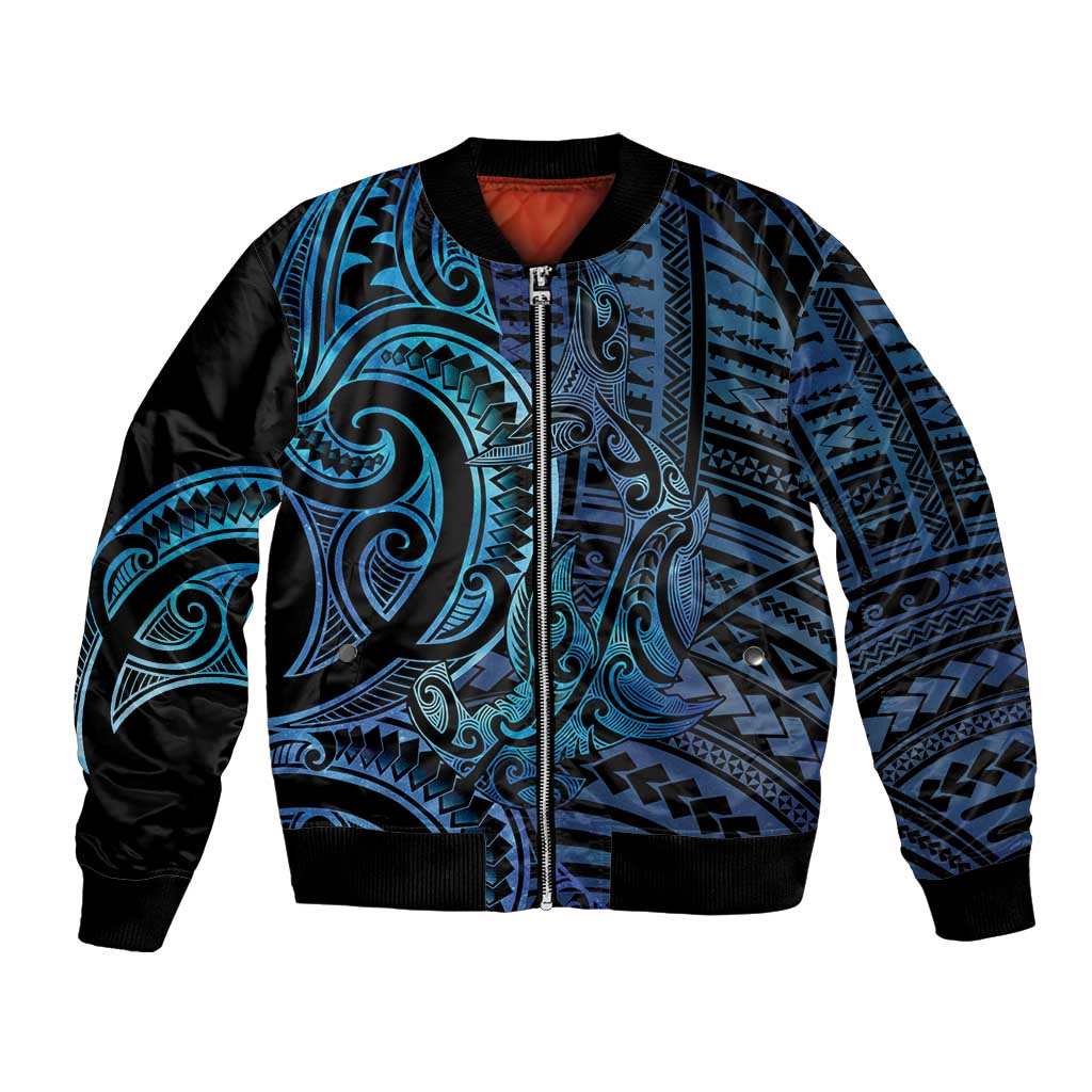 New Zealand Hammerhead Shark Bomber Jacket Maori Haehae Mangopare Galaxy - Aussie Hoodie