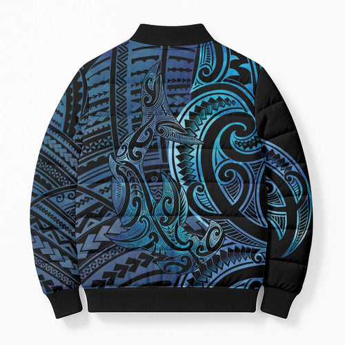 New Zealand Hammerhead Shark Bomber Puffer Jacket Maori Haehae Mangopare Galaxy - Aussie Hoodie