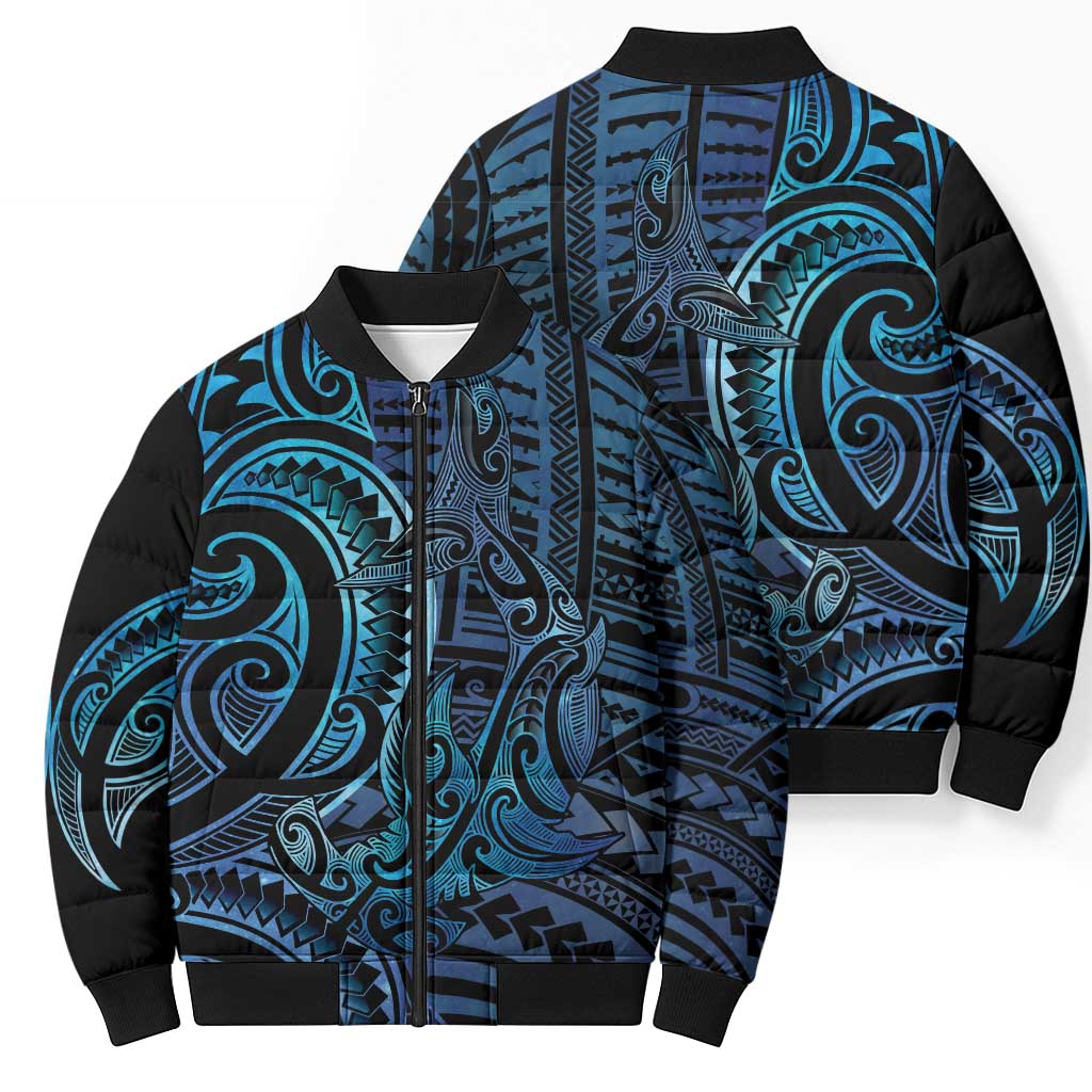 New Zealand Hammerhead Shark Bomber Puffer Jacket Maori Haehae Mangopare Galaxy - Aussie Hoodie
