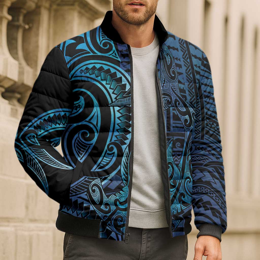 New Zealand Hammerhead Shark Bomber Puffer Jacket Maori Haehae Mangopare Galaxy - Aussie Hoodie