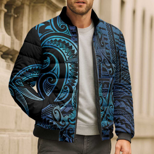 New Zealand Hammerhead Shark Bomber Puffer Jacket Maori Haehae Mangopare Galaxy - Aussie Hoodie