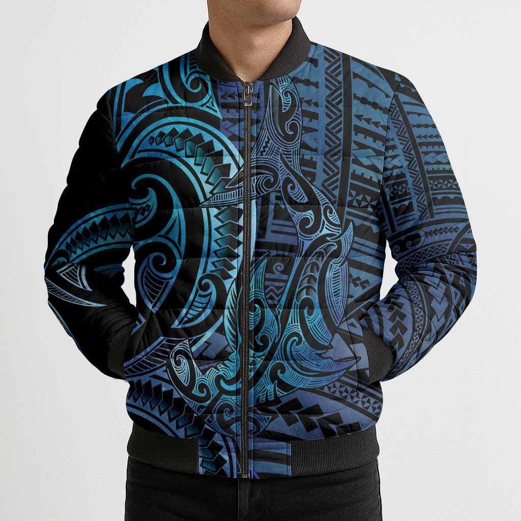 New Zealand Hammerhead Shark Bomber Puffer Jacket Maori Haehae Mangopare Galaxy - Aussie Hoodie