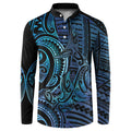 New Zealand Hammerhead Shark Button Sweatshirt Maori Haehae Mangopare Galaxy - Aussie Hoodie