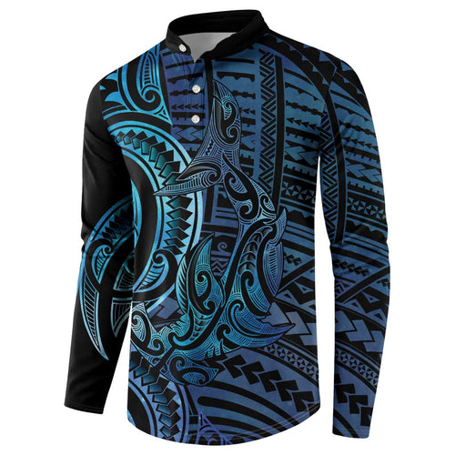 New Zealand Hammerhead Shark Button Sweatshirt Maori Haehae Mangopare Galaxy - Aussie Hoodie