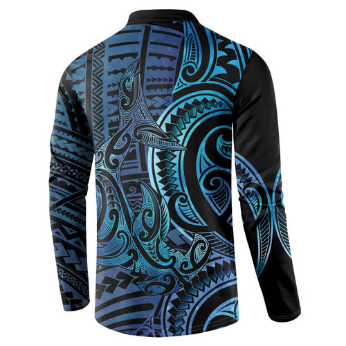 New Zealand Hammerhead Shark Button Sweatshirt Maori Haehae Mangopare Galaxy - Aussie Hoodie