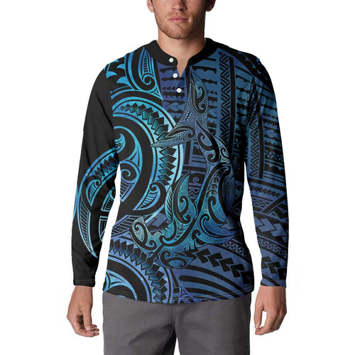 New Zealand Hammerhead Shark Button Sweatshirt Maori Haehae Mangopare Galaxy - Aussie Hoodie