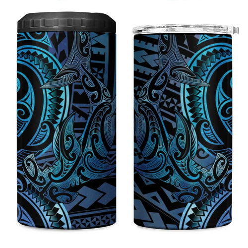 New Zealand Hammerhead Shark 4 in 1 Can Cooler Tumbler Maori Haehae Mangopare Galaxy - Aussie Hoodie