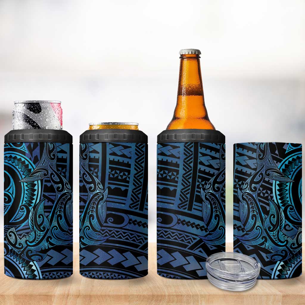 New Zealand Hammerhead Shark 4 in 1 Can Cooler Tumbler Maori Haehae Mangopare Galaxy - Aussie Hoodie