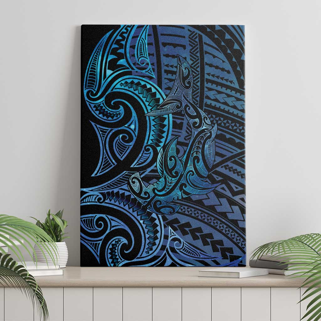 New Zealand Hammerhead Shark Canvas Wall Art Maori Haehae Mangopare Galaxy - Aussie Hoodie