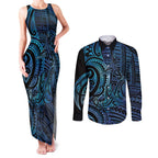 New Zealand Hammerhead Shark Couples Matching Tank Maxi Dress and Long Sleeve Button Shirt Maori Haehae Mangopare Galaxy - Aussie Hoodie