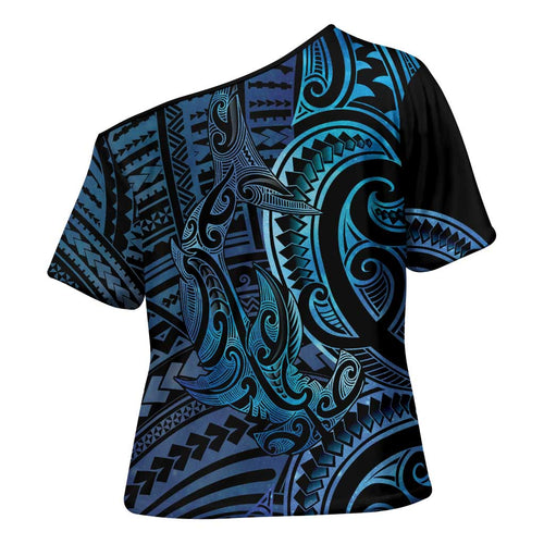 New Zealand Hammerhead Shark Cross Shoulder Shirt Maori Haehae Mangopare Galaxy - Aussie Hoodie