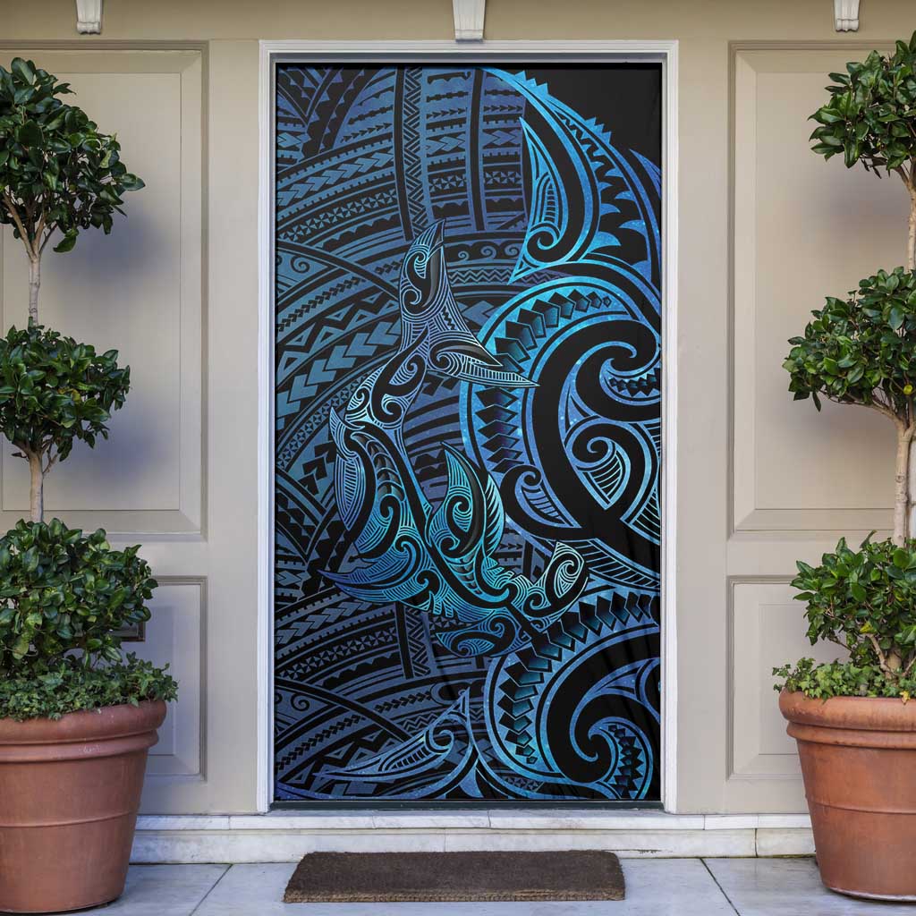 New Zealand Hammerhead Shark Door Cover Maori Haehae Mangopare Galaxy - Aussie Hoodie