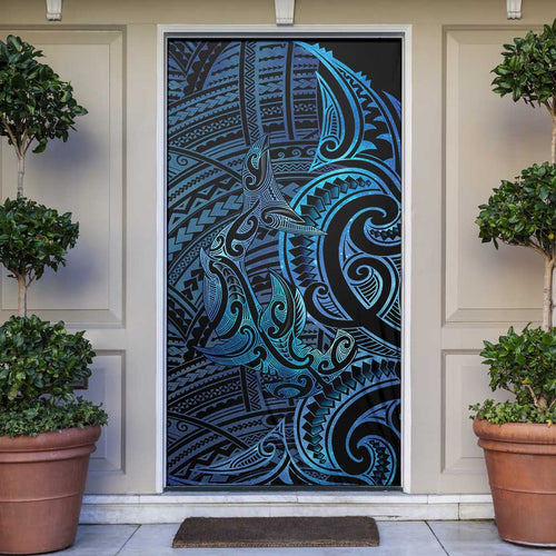 New Zealand Hammerhead Shark Door Cover Maori Haehae Mangopare Galaxy - Aussie Hoodie