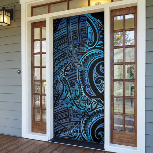 New Zealand Hammerhead Shark Door Cover Maori Haehae Mangopare Galaxy - Aussie Hoodie