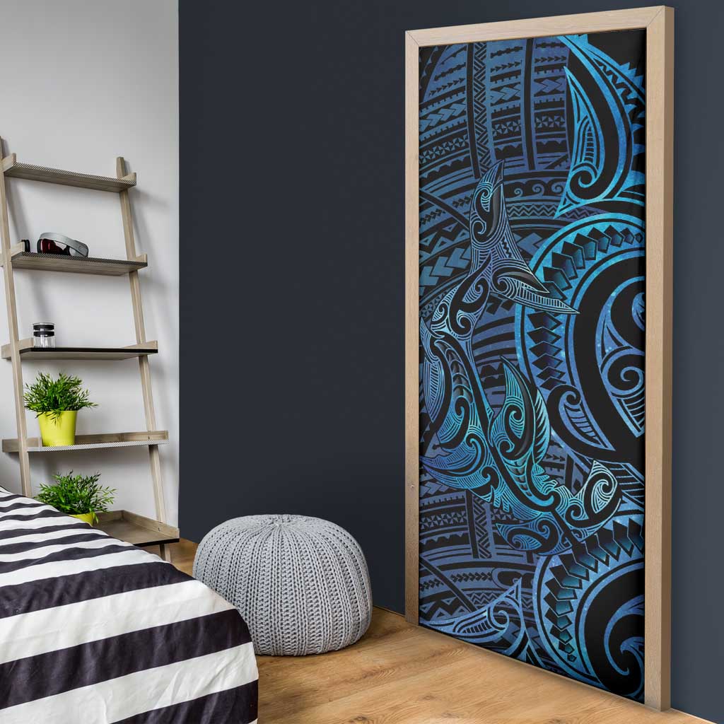 New Zealand Hammerhead Shark Door Cover Maori Haehae Mangopare Galaxy - Aussie Hoodie